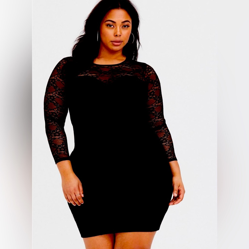 Torrid Black Lace Body Con Dress size 2